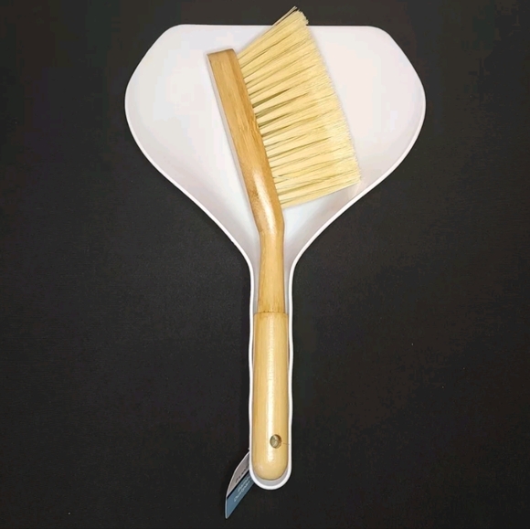 Natural Bamboo Brush & Plastic Dustpan Set Kitchen Automobile Travel Laundry New - Picture 2 of 8